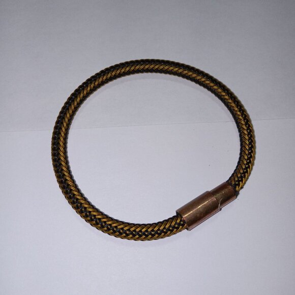 Vintage Braided Copper & Bronze Magnetic Clasp Bracelet Art Deco Chunky Healing - Picture 6 of 7
